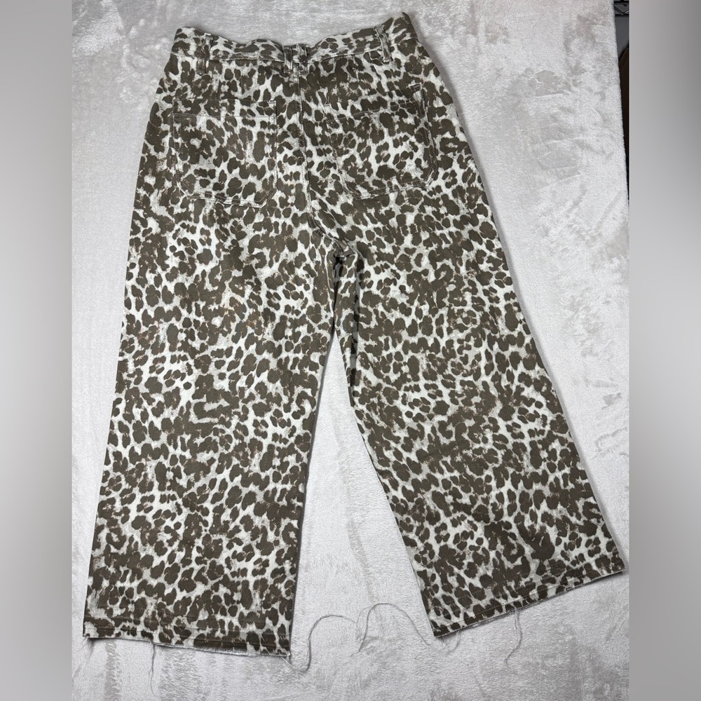 Sincerely Jules Leopard Animal Print Wide Leg Cropped 100% Cotton Jeans Size 29 - Picture 11 of 16